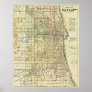 Poster Mapa 1857 de Chicago Illinois