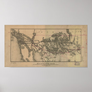 Póster Mapa 1857 do território & dos trilhos propor da