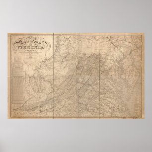 Póster Mapa 1859 de Virgínia