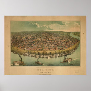 Póster Mapa 1859 panorâmico da opinião de olho de