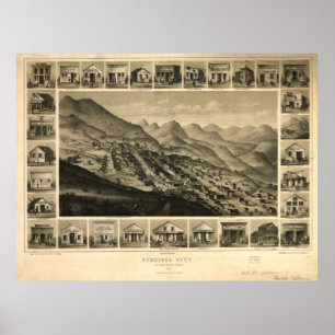 Póster Mapa 1861 panorâmico da opinião de olho de