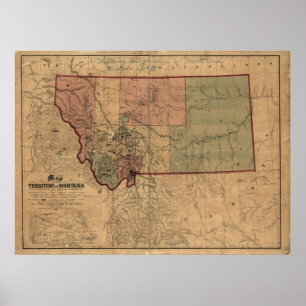 Poster Mapa 1865 de Montana