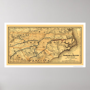 Poster Mapa 1874 da costa & da estrada de ferro de