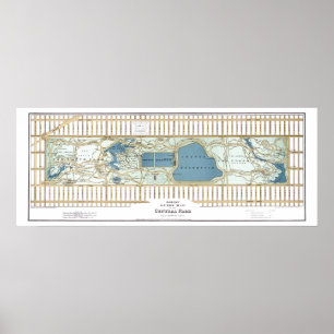 Poster Mapa 1875 do guia de Hinrichs do Central Park