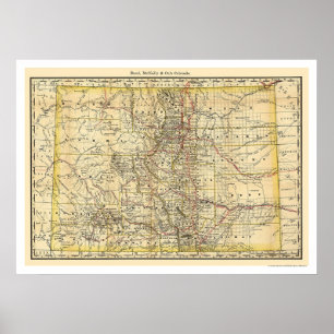 Póster Mapa 1879 da estrada de ferro de Colorado