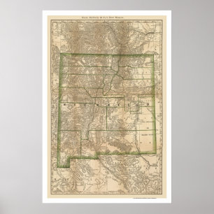 Poster Mapa 1879 da estrada de ferro de New mexico