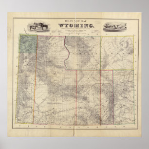 Poster Mapa 1883 de Wyoming