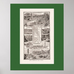 Póster Mapa 1886 da área de San Francisco Bay