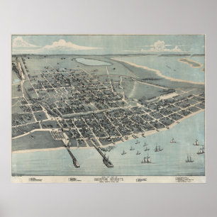 Póster Mapa 1887 panorâmico da opinião de Corpus Christ