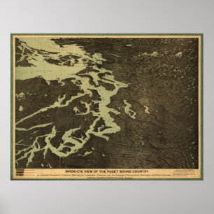 Poster Mapa 1891 de Puget Sound - Washington, Col.