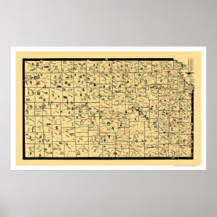 Poster Mapa 1897 da estrada de ferro de Kansas