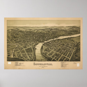 Poster Mapa 1897 panorâmico da opinião de olho de