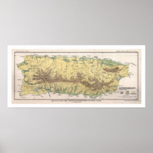 Póster Mapa 1899 da colheita de Puerto Rico