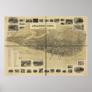 Póster Mapa 1900 panorâmico da opinião de olho de