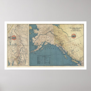 Poster Mapa 1904 de Alaska do território yukon