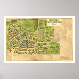 Póster Mapa 1904 de St Louis da feira de mundos