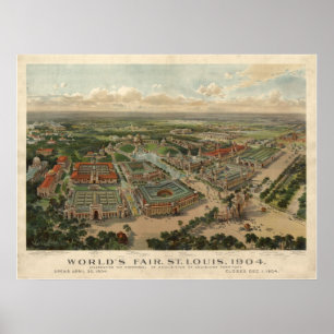 Póster Mapa 1904 panorâmico da feira de mundo de St Loui