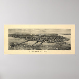 Poster Mapa 1905 panorâmico da opinião de olho de