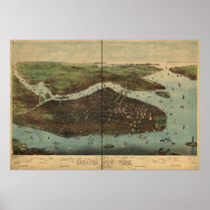 Póster Mapa 1905 panorâmico da opinião de olho de