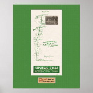 Poster Mapa 1914, Fort Shelborn, Ely e Sugar Loaf Mt
