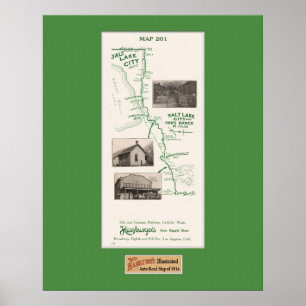 Poster Mapa 1914, Salt Lake City e rancho de Orr