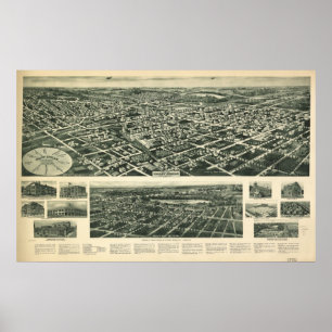 Poster Mapa 1924 panorâmico da opinião de olho de