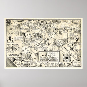 POSTER MAPA 1926 DA VIDA NOTURNO DE HARLEM DA PROIBIÇÃO