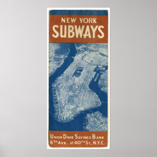 PÓSTER MAPA 1940 DO METRO DE NEW YORK