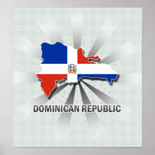 Póster Mapa 2,0 da bandeira da República Dominicana