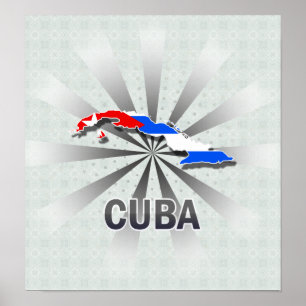Póster Mapa 2,0 da bandeira de Cuba