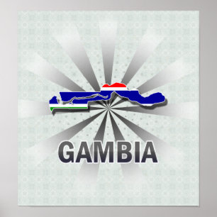 Póster Mapa 2,0 da bandeira de Gambia