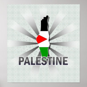 Poster Mapa 2,0 da bandeira de Palestina