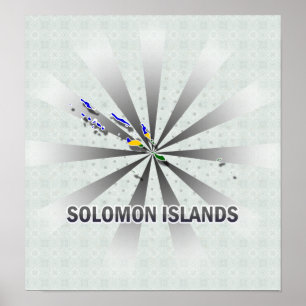 Poster Mapa 2,0 da bandeira de Solomon Island