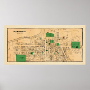 Poster Mapa 2 de Bloomsburg atlas de 1876 cervejas
