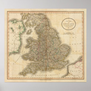 Póster Mapa 2 do atlas de Inglaterra
