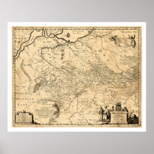 Póster Mapa adiantado 1648 de Ucrânia