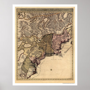 Póster Mapa adiantado 1717 de América Visscher
