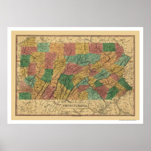 Poster Mapa adiantado 1829 da estrada de ferro de