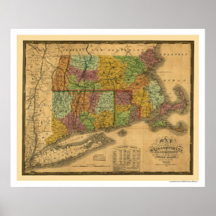 Poster Mapa adiantado 1831 da estrada de ferro