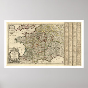 Póster Mapa adiantado de France 1700