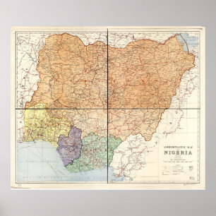 Poster Mapa administrativo de Nigéria (1965)
