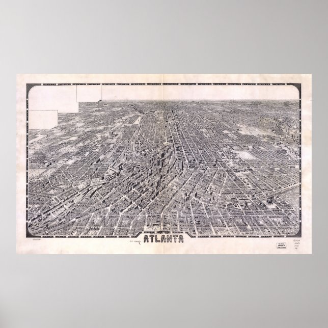 Póster Mapa aéreo de Atlanta Georgia (1919) (Frente)