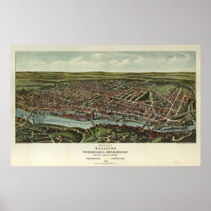 Poster Mapa Aéreo de Manayunk Wissahickon Roxborough PA