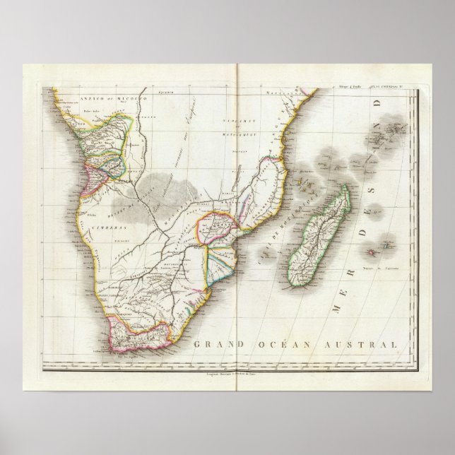 Póster mapa África gravado (Frente)