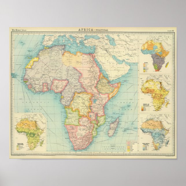 Póster Mapa africano com rotas de navegação (Frente)