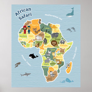 Póster Mapa africano do safari