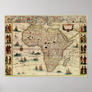 Póster Mapa africano do Vintage 1660