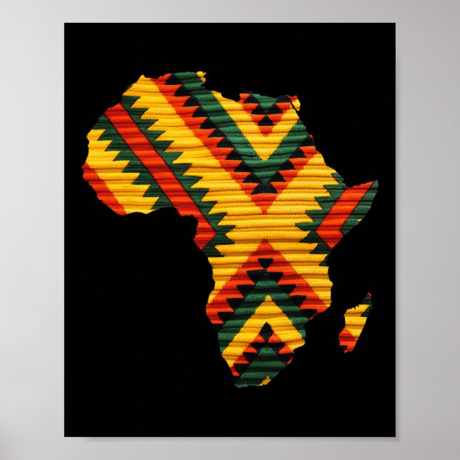 Poster Mapa Africano Homens de Arte Kente Sobrepõem Mulhe (Frente)
