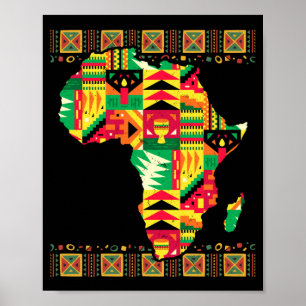 Poster Mapa Africano Kente Art Black Afro Orgulho African