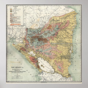 POSTER MAPA AGRÍCOLA DA NICARÁGUA 1903